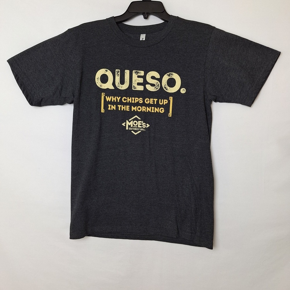 Moe's Southwest Grill Why Chips Get Up Tee Shirt Zuni Sportswear Dark Gray Top M